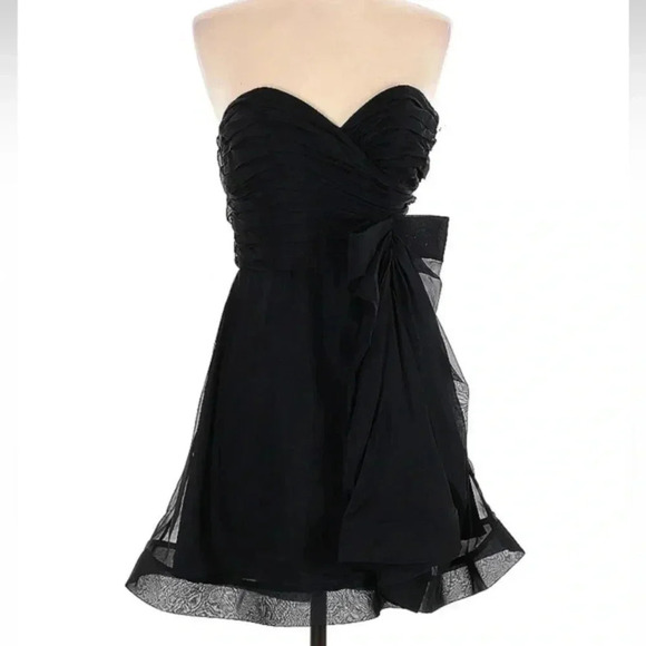 A.B.S by Allen Schwartz Black Organza 100% Silk Strapless Formal Dress Size 2 - Picture 4 of 4